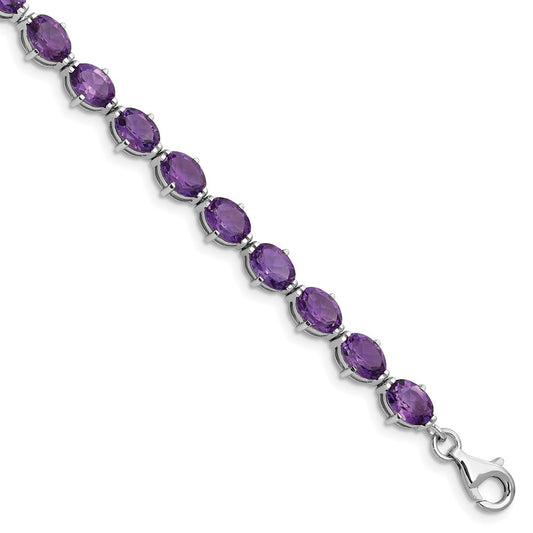 Sterling Silver Rhodium-plated Amethyst Bracelet QX814AM