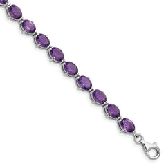 Sterling Silver Rhodium-plated Amethyst Bracelet QX814AM