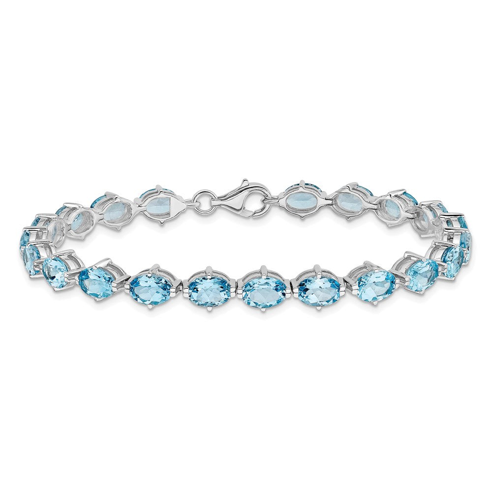 Sterling Silver Rhodium-plated Swiss Blue Topaz Bracelet QX814BT