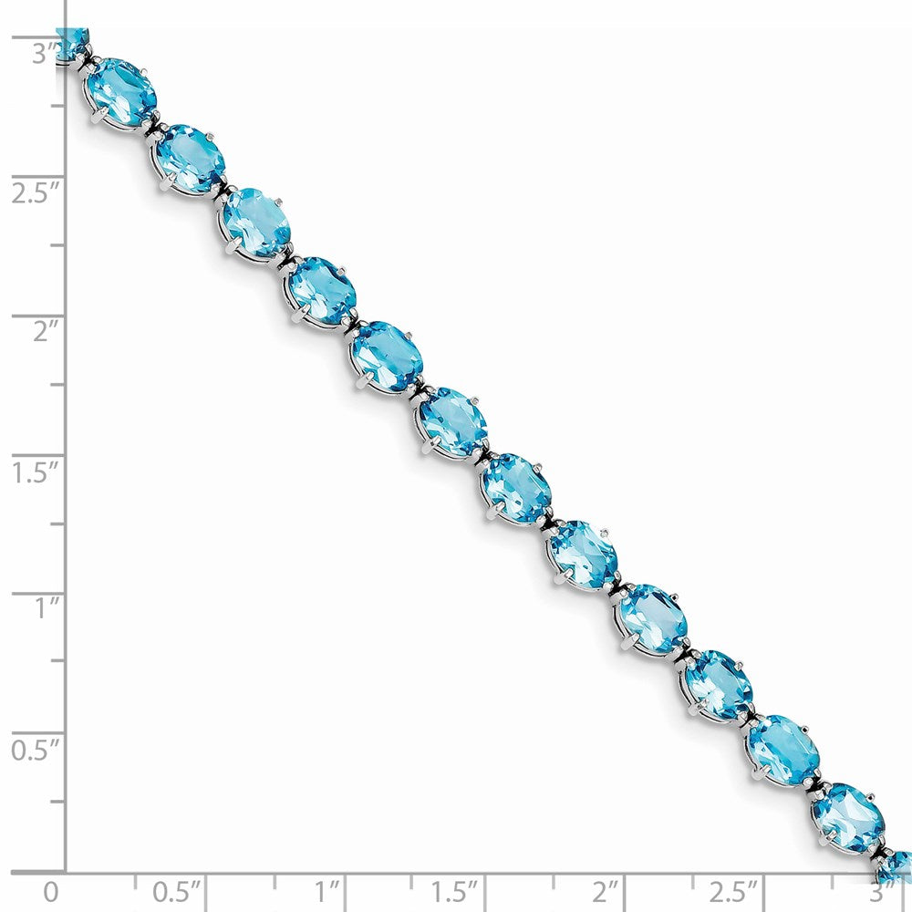 Sterling Silver Rhodium-plated Swiss Blue Topaz Bracelet QX814BT
