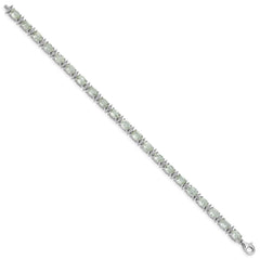 Sterling Silver Rhodium-plated Green Quartz & White Topaz Bracelet QX816AG