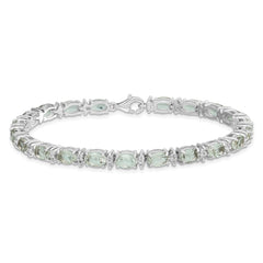 Sterling Silver Rhodium-plated Green Quartz & White Topaz Bracelet QX816AG