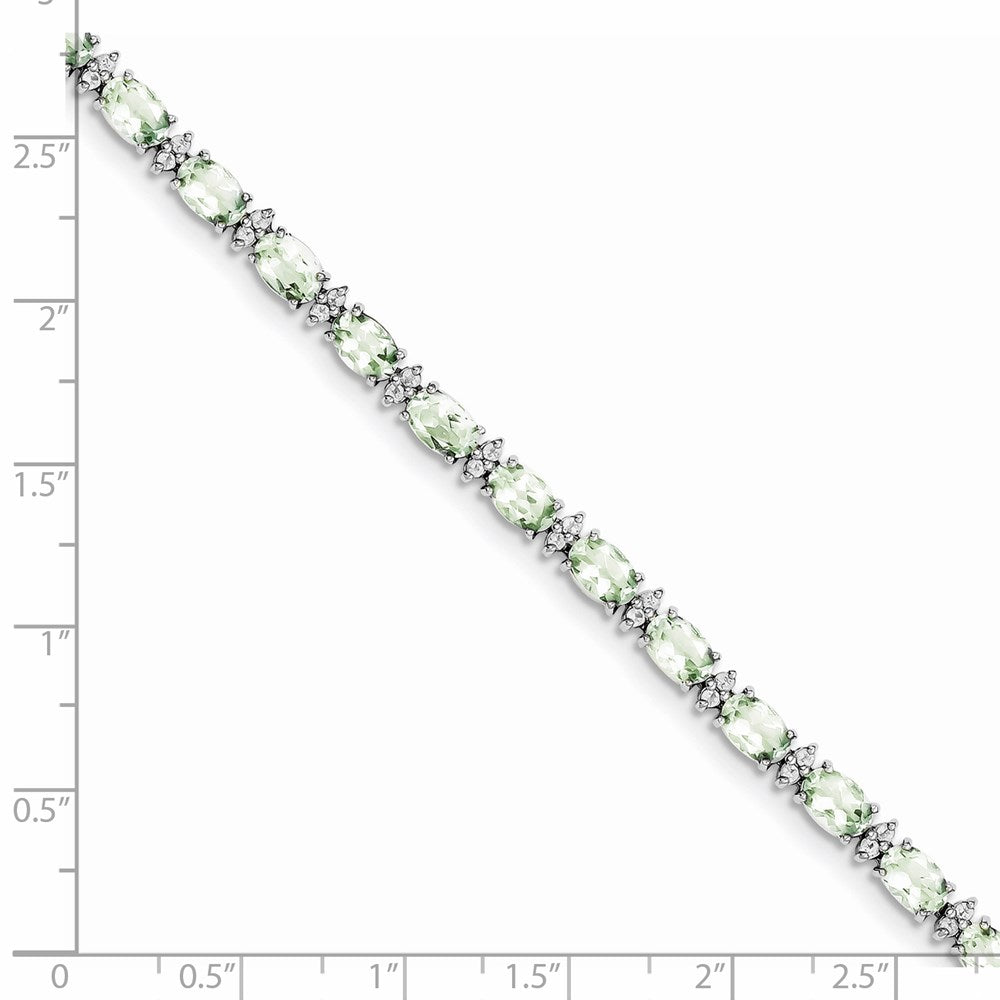 Sterling Silver Rhodium-plated Green Quartz & White Topaz Bracelet QX816AG