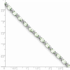 Sterling Silver Rhodium-plated Green Quartz & White Topaz Bracelet QX816AG