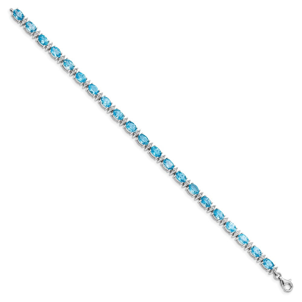Sterling Silver Rhodium-plated Sky BT & White Topaz Bracelet QX816BT