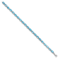 Sterling Silver Rhodium-plated Sky BT & White Topaz Bracelet QX816BT