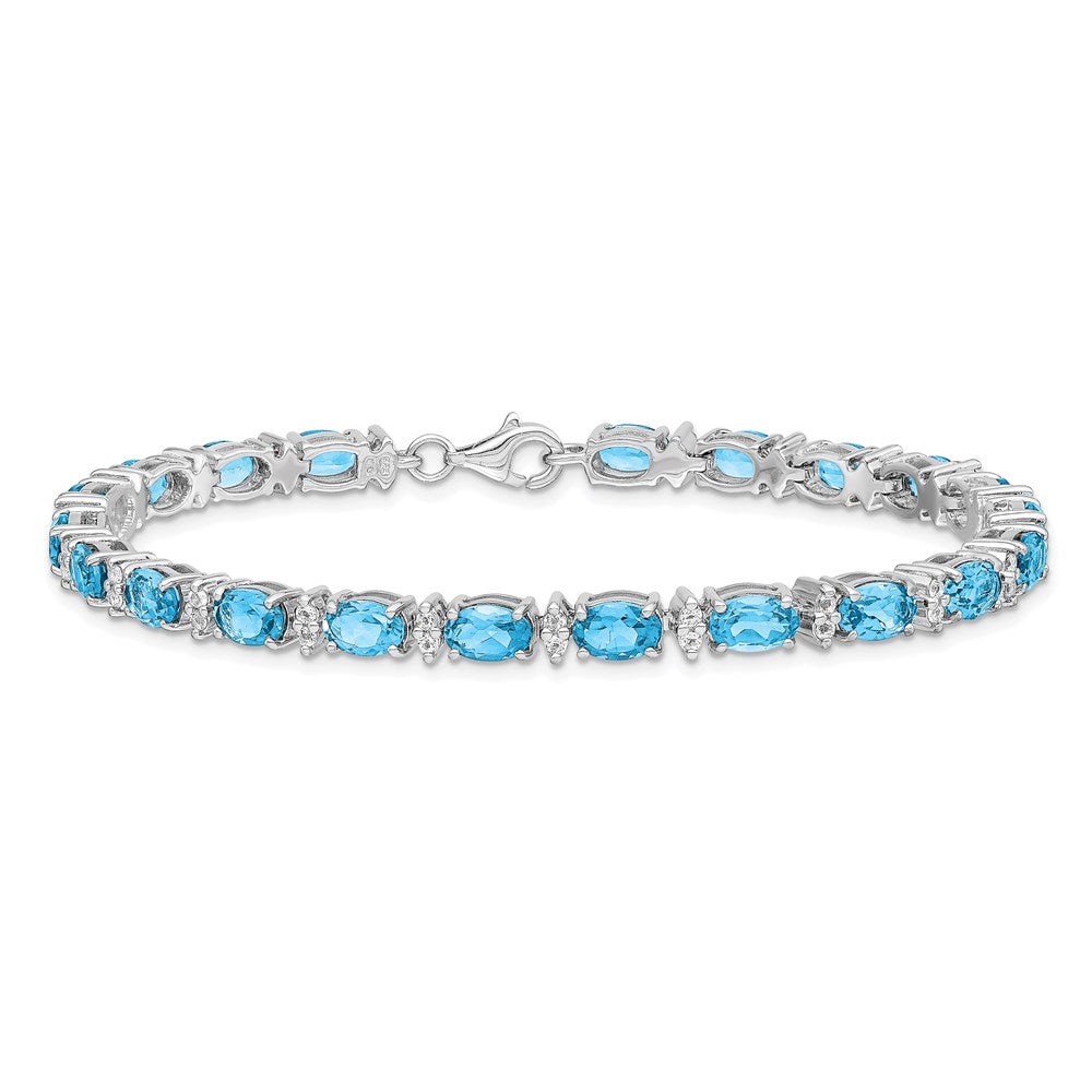 Sterling Silver Rhodium-plated Sky BT & White Topaz Bracelet QX816BT