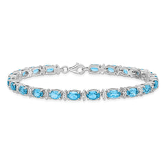 Sterling Silver Rhodium-plated Sky BT & White Topaz Bracelet QX816BT