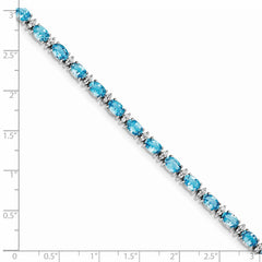 Sterling Silver Rhodium-plated Sky BT & White Topaz Bracelet QX816BT