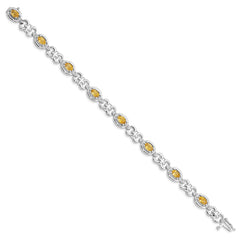 Sterling Silver Rhodium-plated Diamond & Citrine Bracelet QX823CI