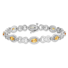 Sterling Silver Rhodium-plated Diamond & Citrine Bracelet QX823CI