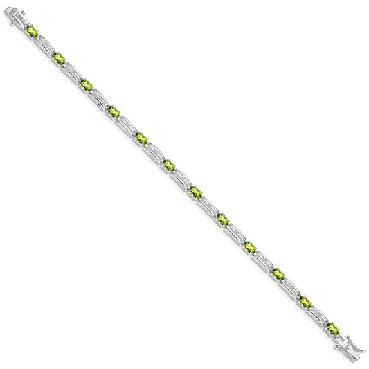 Sterling Silver Rhodium-plated Peridot Bracelet QX823PE