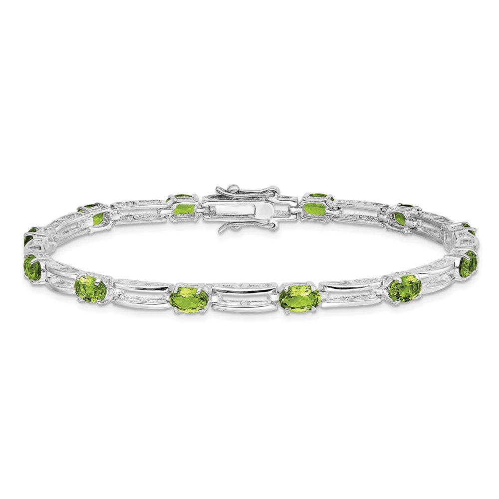 Sterling Silver Rhodium-plated Peridot Bracelet QX823PE