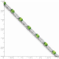 Sterling Silver Rhodium-plated Peridot Bracelet QX823PE