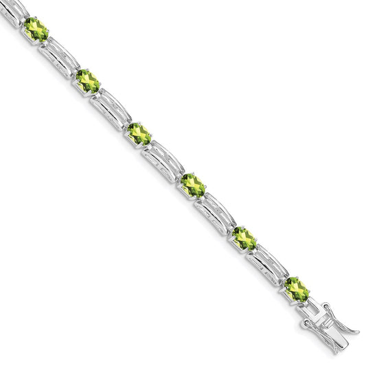 Sterling Silver Rhodium-plated Peridot Bracelet QX823PE