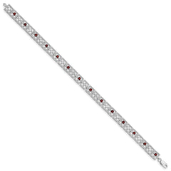 Sterling Silver Rhodium-plated Garnet Diamond Bracelet QX833GA