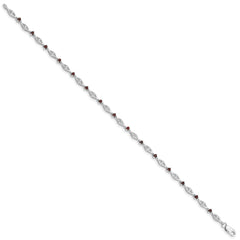 Sterling Silver Rhodium-plated Garnet Diamond Bracelet QX834GA
