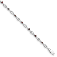 Sterling Silver Rhodium-plated Garnet Diamond Bracelet QX834GA