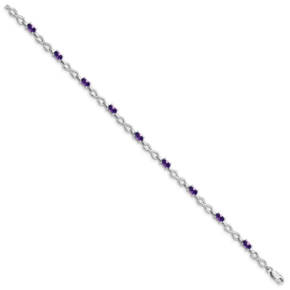 Sterling Silver Rhodium-plated Amethyst Bracelet QX837AM