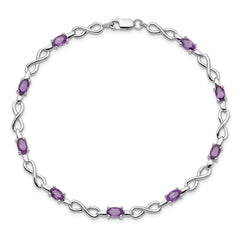 Sterling Silver Rhodium-plated Amethyst Bracelet QX837AM