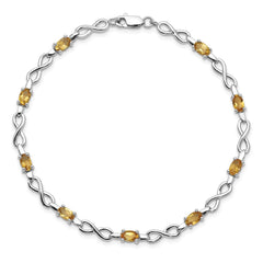 Sterling Silver Rhodium-plated Citrine Bracelet QX837CI