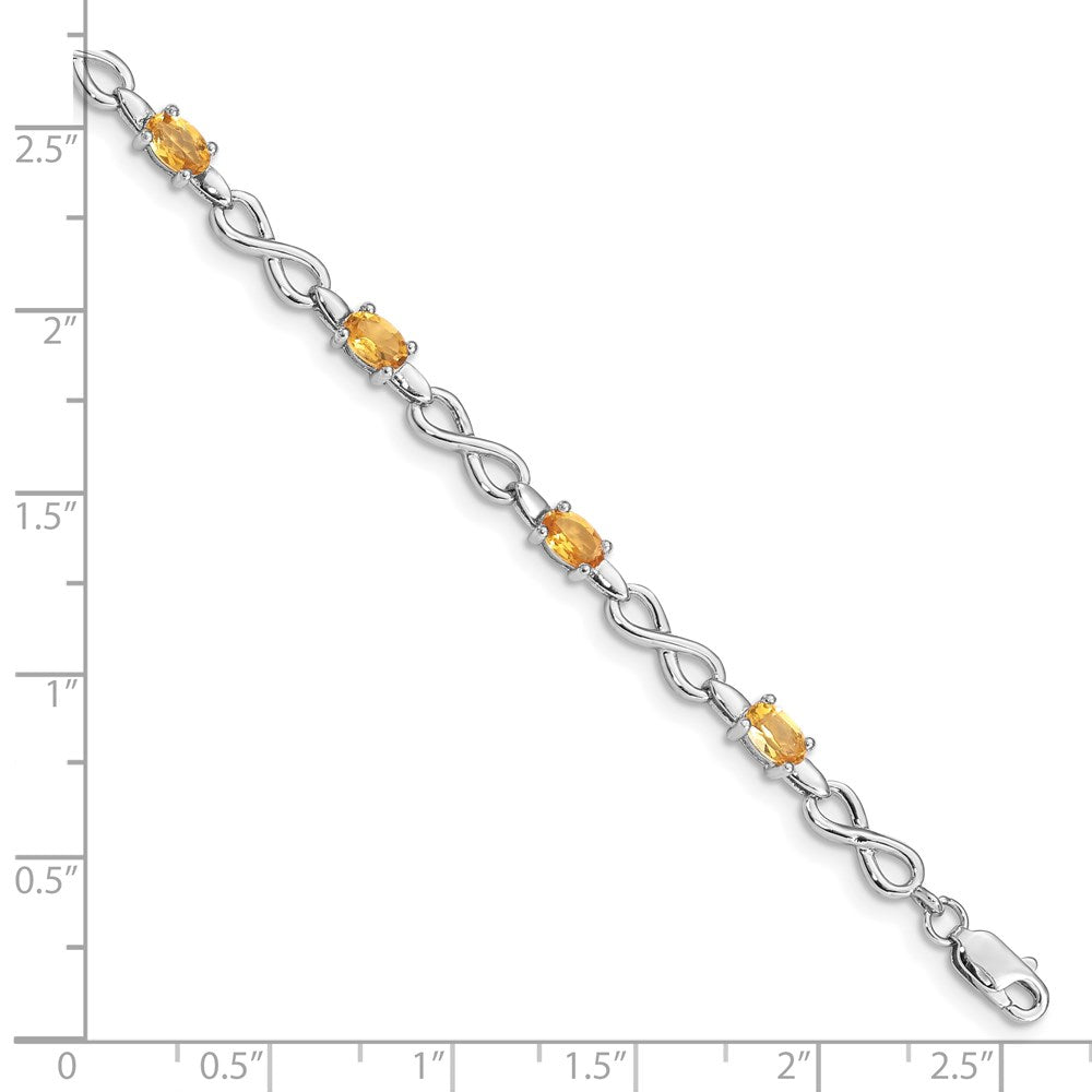 Sterling Silver Rhodium-plated Citrine Bracelet QX837CI