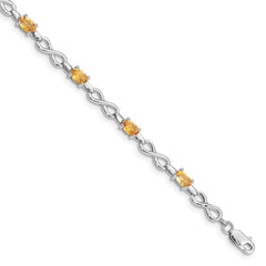 Sterling Silver Rhodium-plated Citrine Bracelet QX837CI