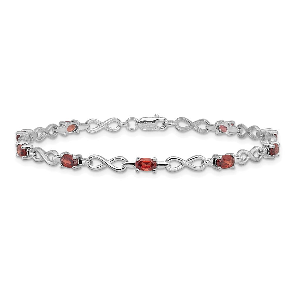 Sterling Silver Rhodium-plated Garnet Bracelet QX837GA