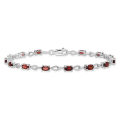 Sterling Silver Rhodium-plated Garnet Bracelet QX838GA