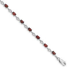 Sterling Silver Rhodium-plated Garnet Bracelet QX838GA