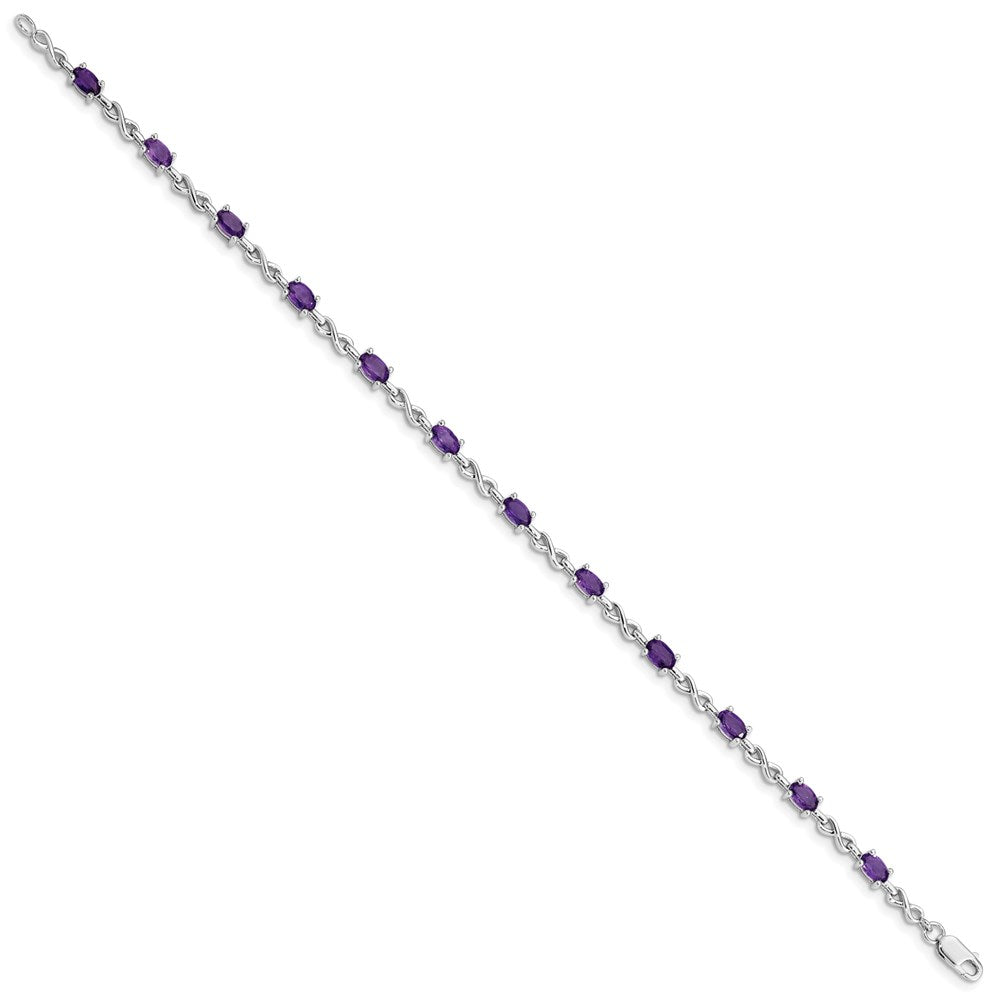 Sterling Silver Rhodium-plated Amethyst Bracelet QX840AM