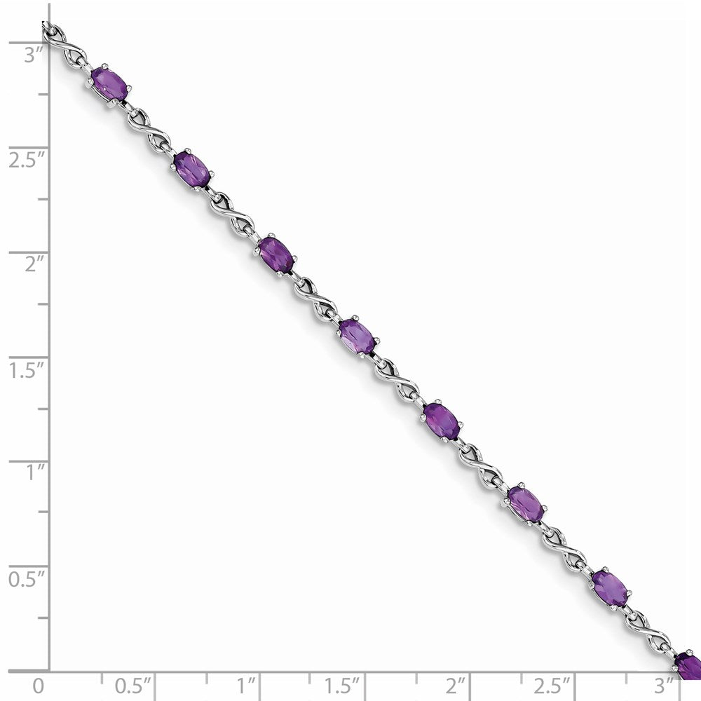 Sterling Silver Rhodium-plated Amethyst Bracelet QX840AM