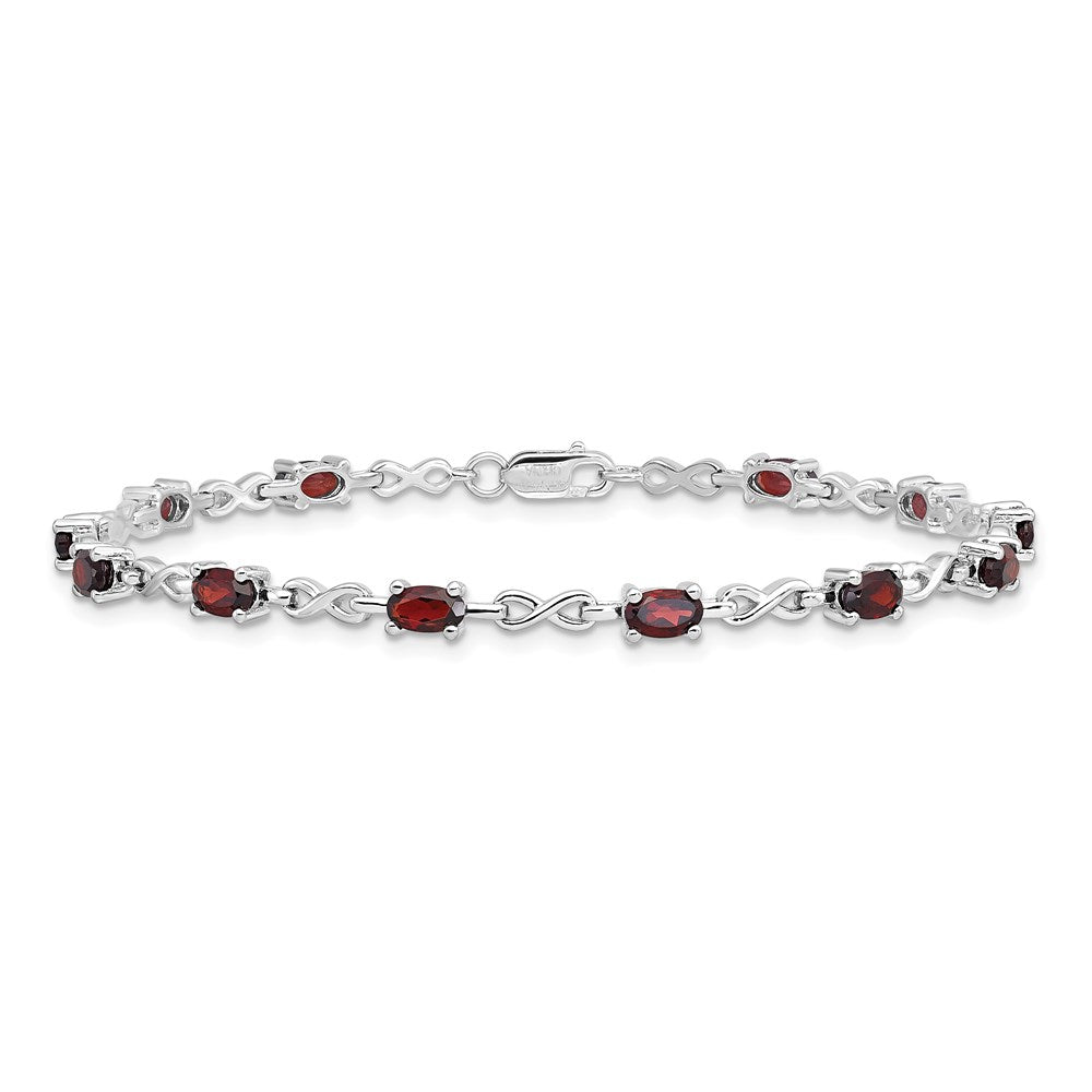 Sterling Silver Rhodium-plated Garnet Bracelet QX840GA
