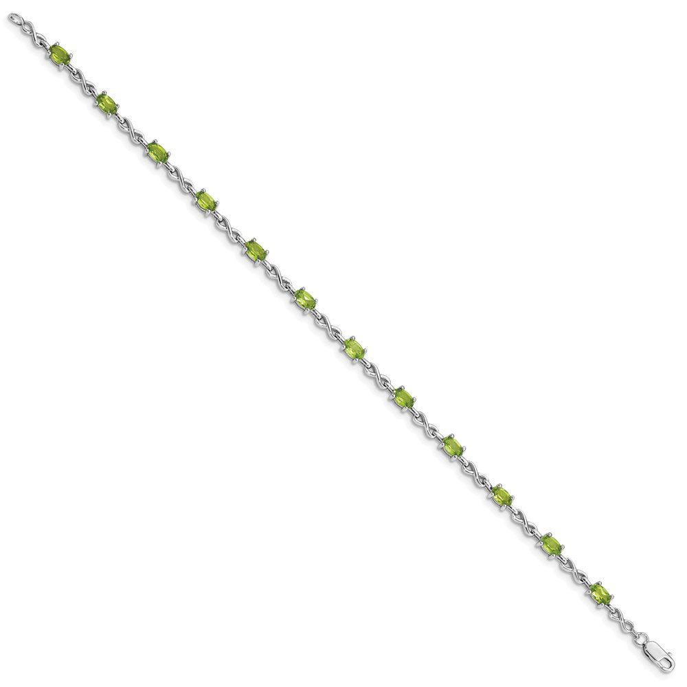 Sterling Silver Rhodium-plated Peridot Bracelet QX840PE