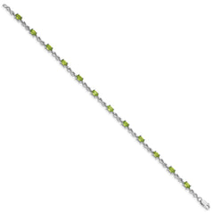 Sterling Silver Rhodium-plated Peridot Bracelet QX840PE