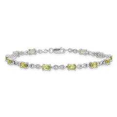 Sterling Silver Rhodium-plated Peridot Bracelet QX840PE