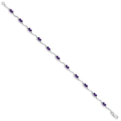 Sterling Silver Rhodium-plated Amethyst Bracelet QX841AM