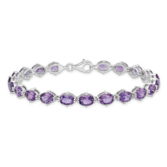 Sterling Silver Rhodium-plated Amethyst Bracelet QX841AM