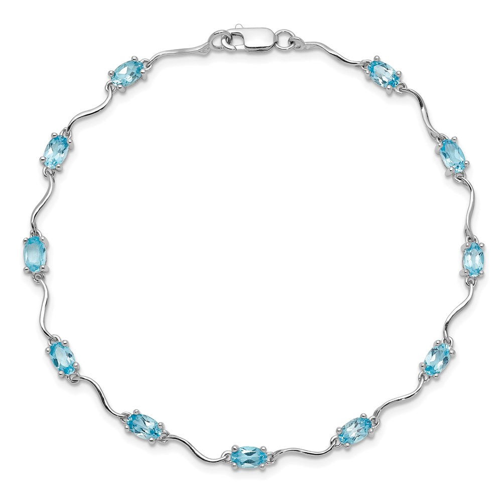 Sterling Silver Rhodium-plated Blue Topaz Bracelet QX841BT