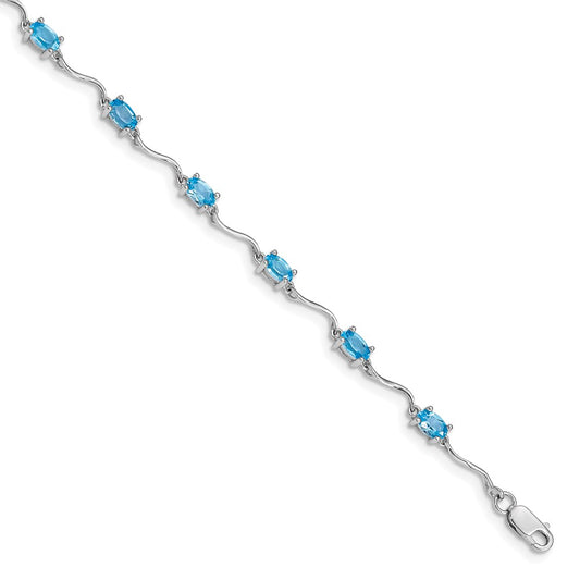 Sterling Silver Rhodium-plated Blue Topaz Bracelet QX841BT
