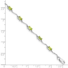 Sterling Silver Rhodium-plated Peridot Bracelet QX841PE