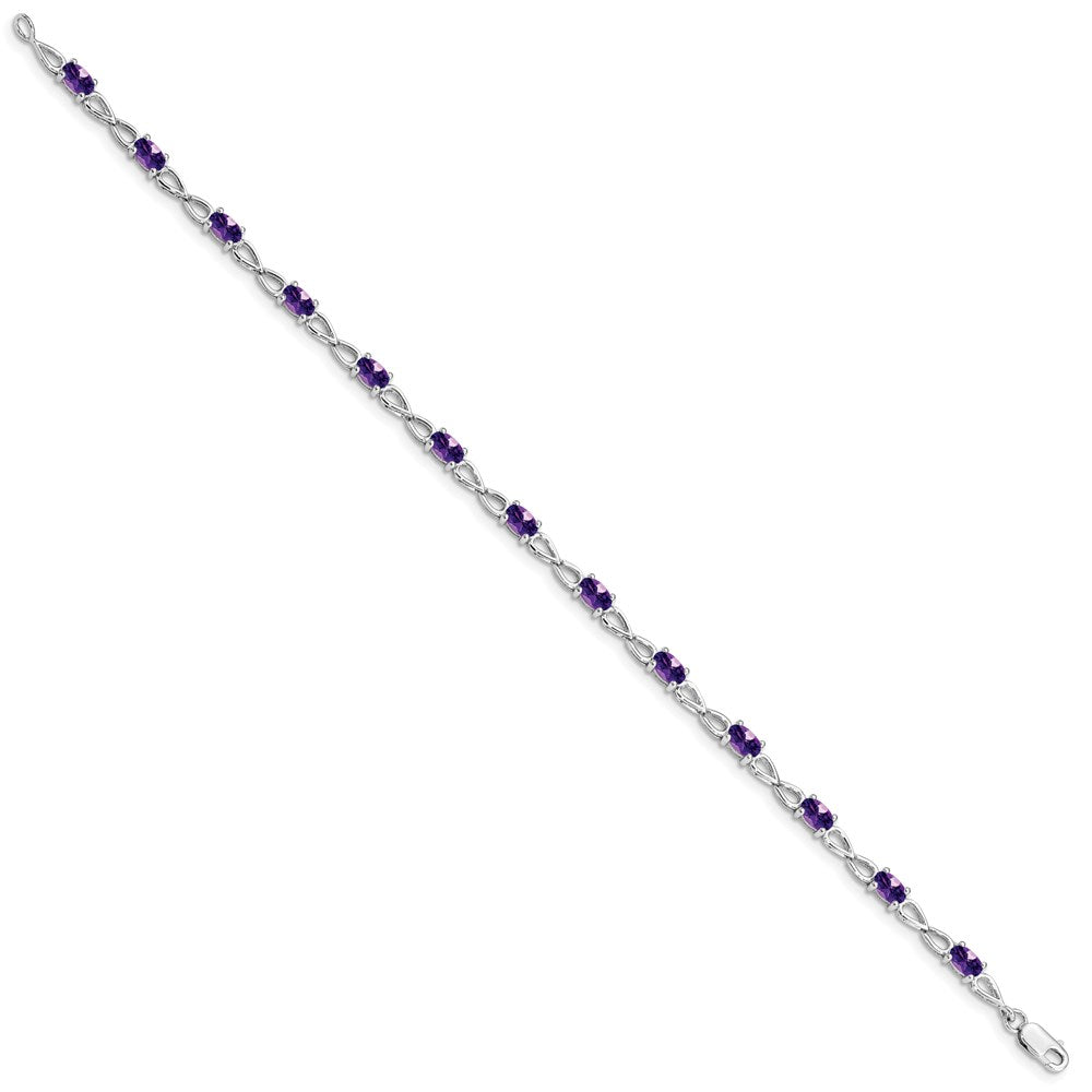 Sterling Silver Rhodium-plated Amethyst Bracelet QX842AM