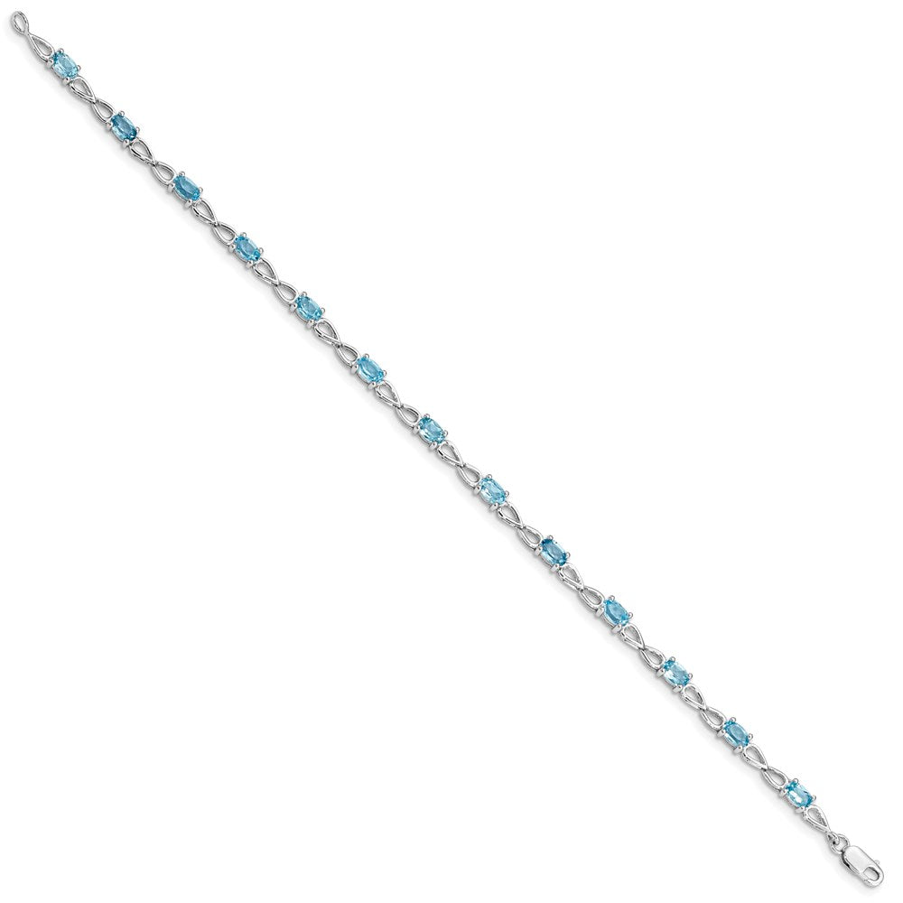 Sterling Silver Rhodium-plated Blue Topaz Bracelet QX842BT