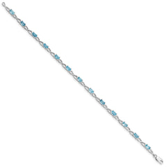 Sterling Silver Rhodium-plated Blue Topaz Bracelet QX842BT