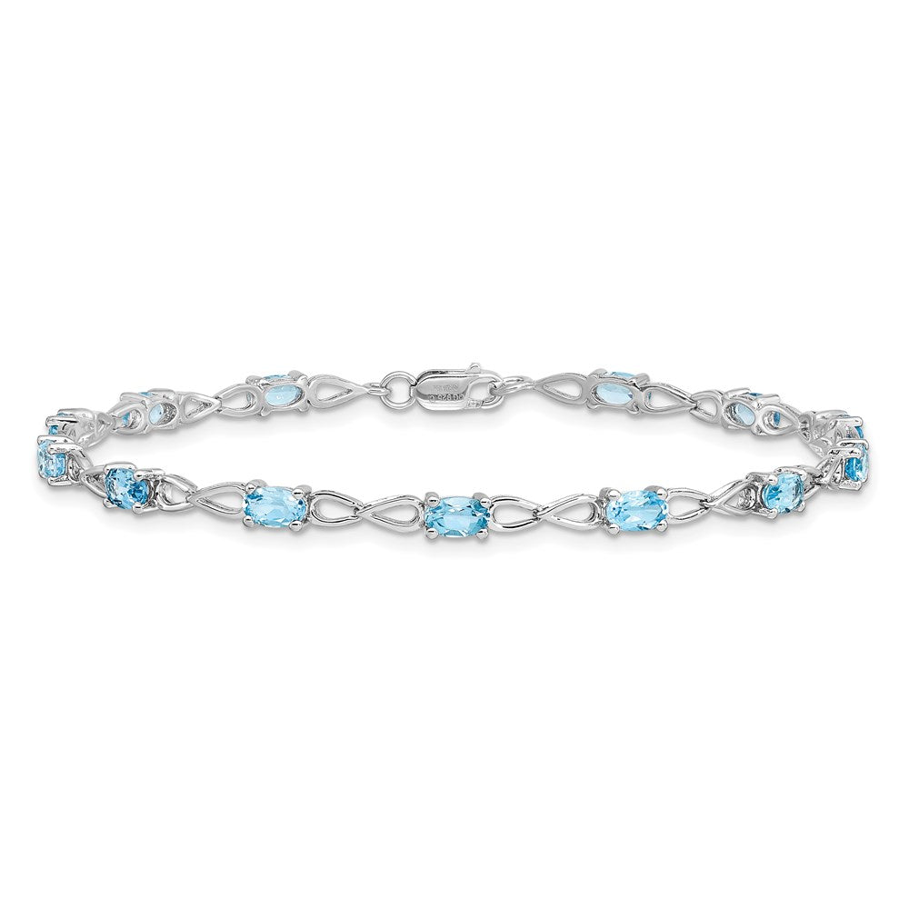Sterling Silver Rhodium-plated Blue Topaz Bracelet QX842BT