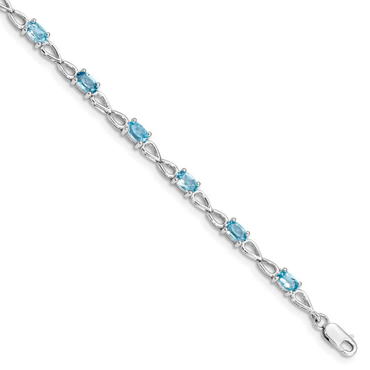 Sterling Silver Rhodium-plated Blue Topaz Bracelet QX842BT