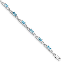 Sterling Silver Rhodium-plated Blue Topaz Bracelet QX842BT