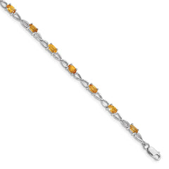 Sterling Silver Rhodium-plated Citrine Bracelet QX842CI