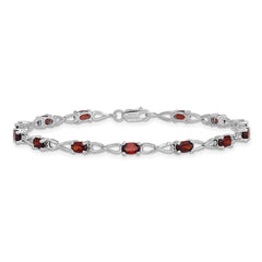 Sterling Silver Rhodium-plated Garnet Bracelet QX842GA