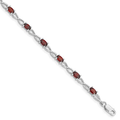 Sterling Silver Rhodium-plated Garnet Bracelet QX842GA